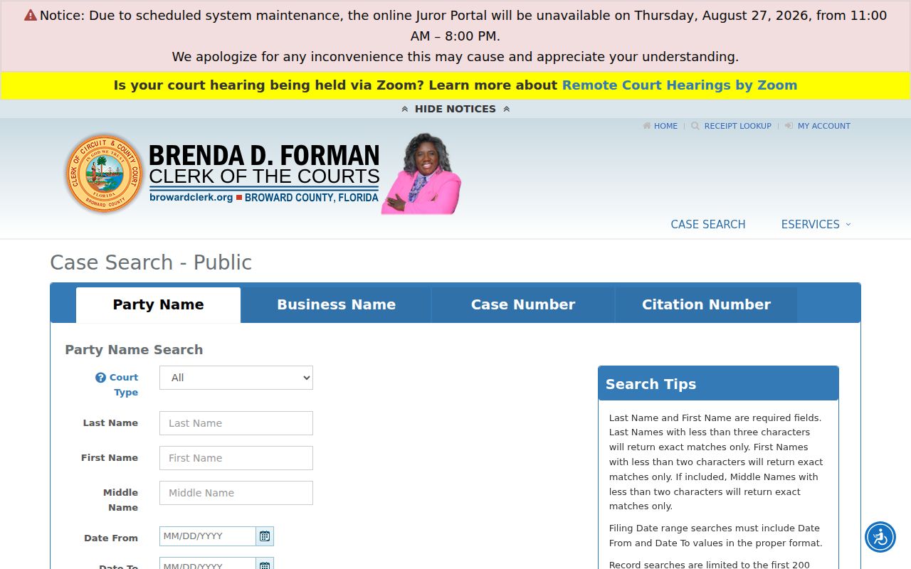Coral Springs residents directory Broward court search