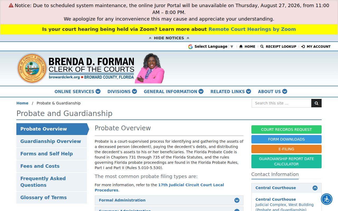 Broward probate search information for former Coral Springs owners
