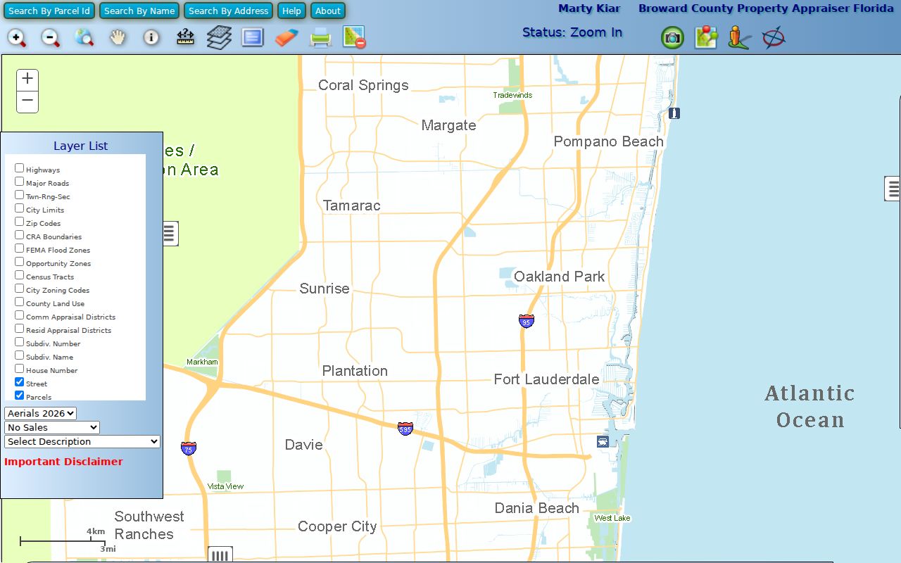 BCPA parcel and street GIS used for Coral Springs address research