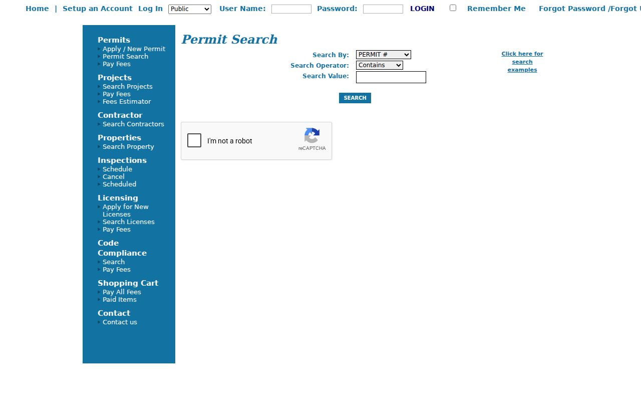 Coral Springs eTRAKiT permit search by street address