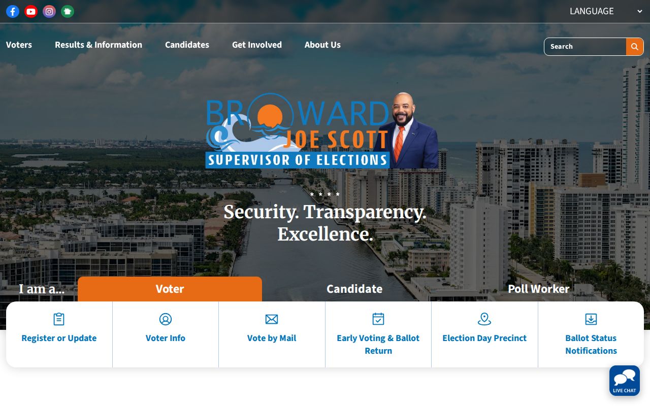 Broward Elections portal used in a Coral Springs ZIP resident search